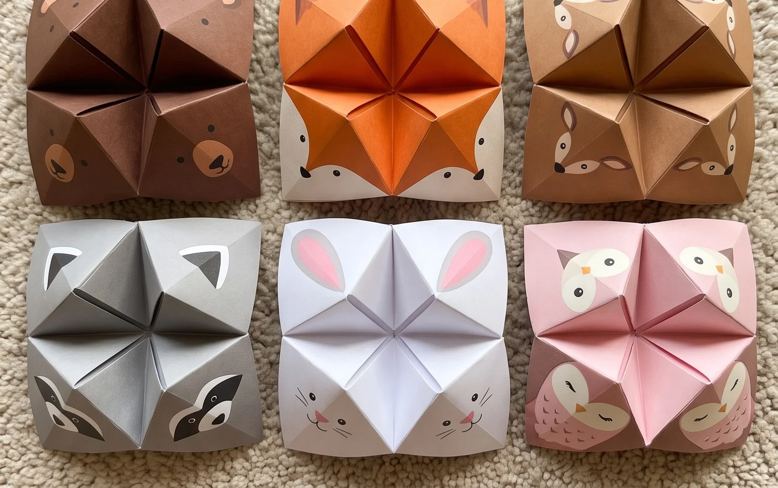 Forest Animals Cootie Catchers - Origami for Kids - Easy Peasy and Fun