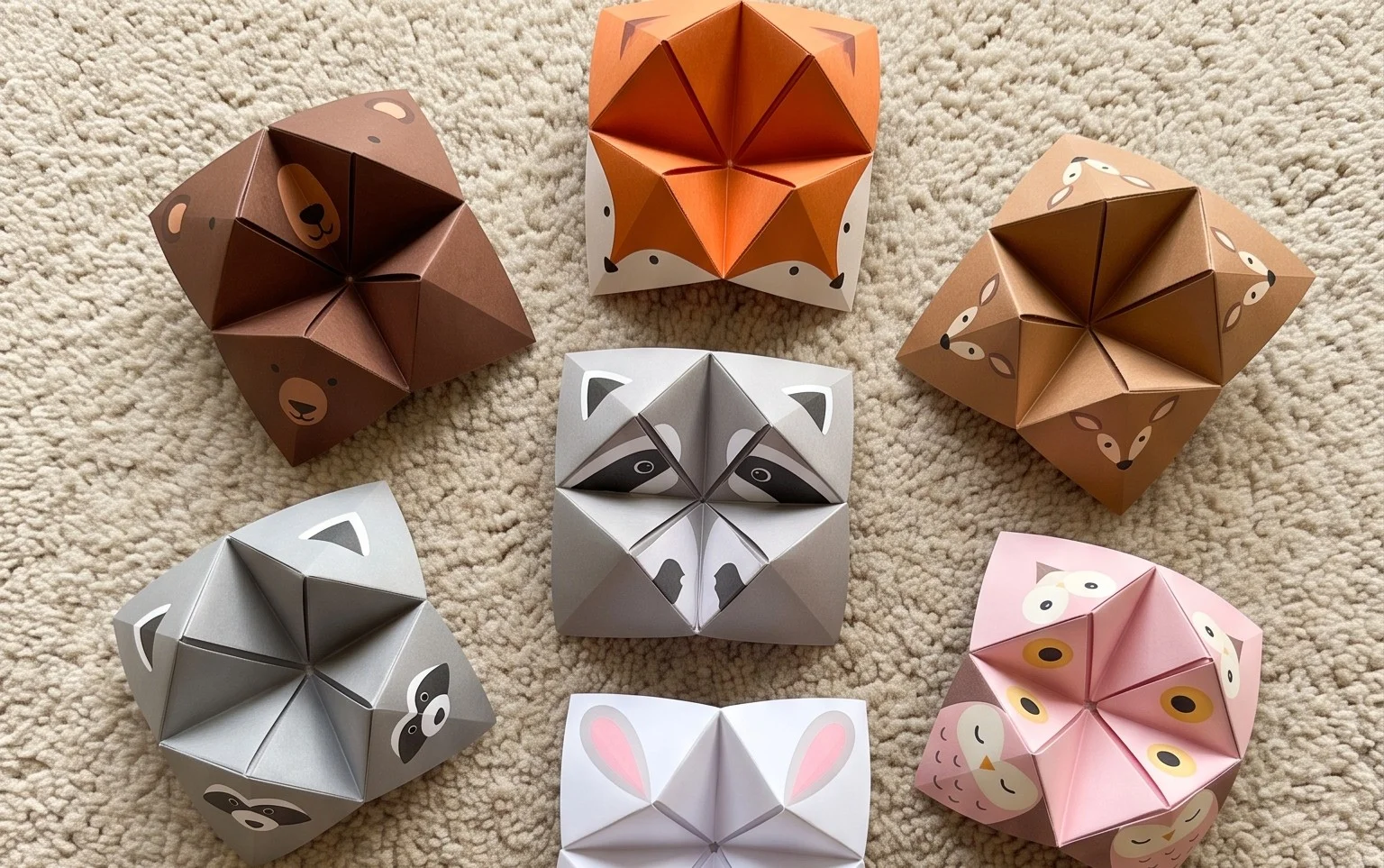 Forest Animals Cootie Catchers - Origami for Kids - Easy Peasy and Fun
